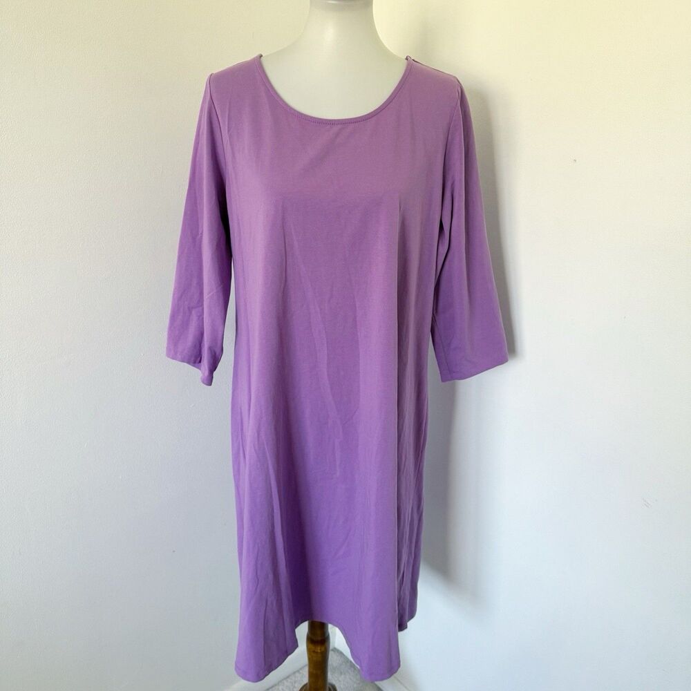 Attitudes by Renee Dress Sz 1X Regular Jersey Knit Purple Cotton Stretch Lilac - Picture 2 of 16